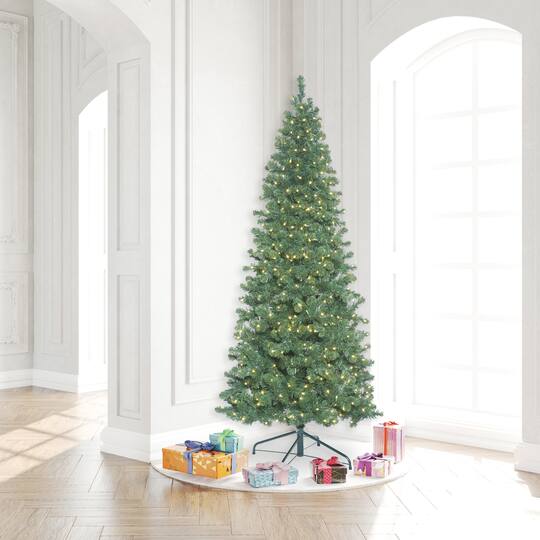 7.5ft. Pre-Lit Slim Oregon Fir Artificial Christmas Tree, Warm White LED Lights